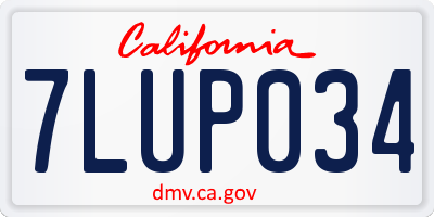 CA license plate 7LUP034