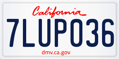CA license plate 7LUP036