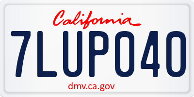 CA license plate 7LUP040