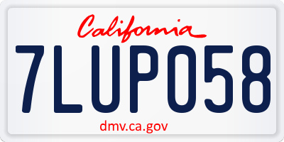 CA license plate 7LUP058