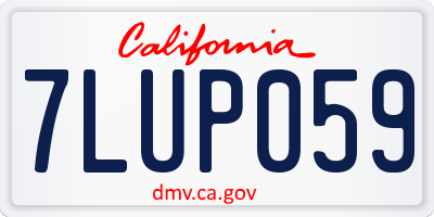 CA license plate 7LUP059