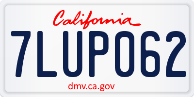 CA license plate 7LUP062