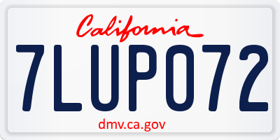 CA license plate 7LUP072