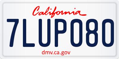 CA license plate 7LUP080