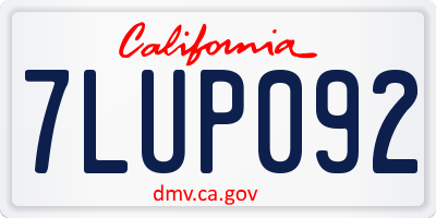 CA license plate 7LUP092