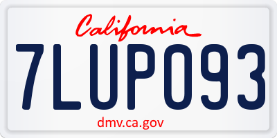 CA license plate 7LUP093
