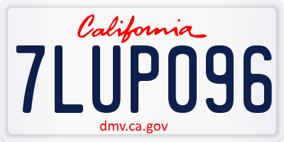 CA license plate 7LUP096