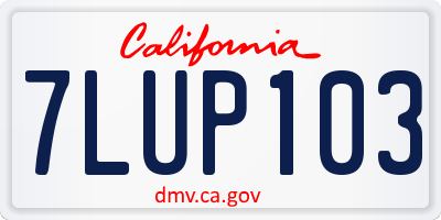 CA license plate 7LUP103