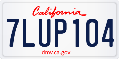 CA license plate 7LUP104