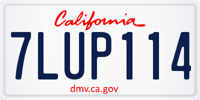 CA license plate 7LUP114