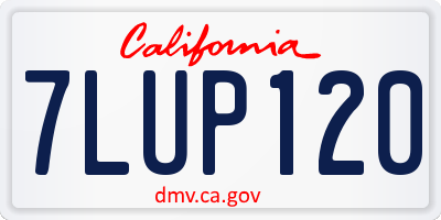 CA license plate 7LUP120