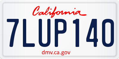 CA license plate 7LUP140