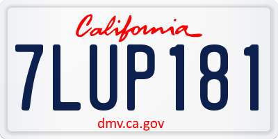 CA license plate 7LUP181