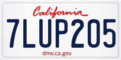 CA license plate 7LUP205