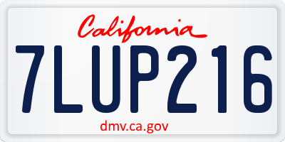 CA license plate 7LUP216