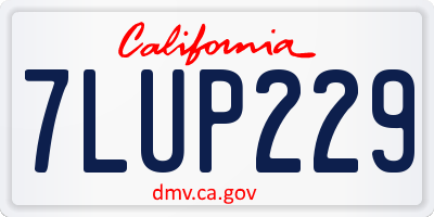 CA license plate 7LUP229