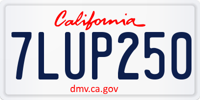 CA license plate 7LUP250
