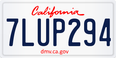 CA license plate 7LUP294