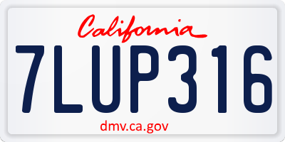 CA license plate 7LUP316