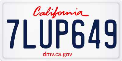 CA license plate 7LUP649