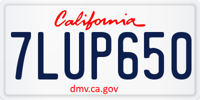 CA license plate 7LUP650