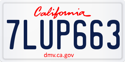 CA license plate 7LUP663