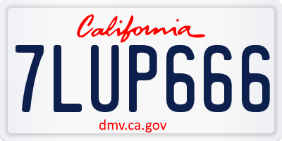 CA license plate 7LUP666