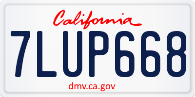 CA license plate 7LUP668