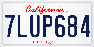 CA license plate 7LUP684