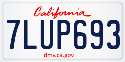 CA license plate 7LUP693