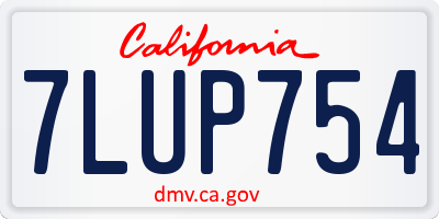 CA license plate 7LUP754