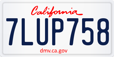 CA license plate 7LUP758