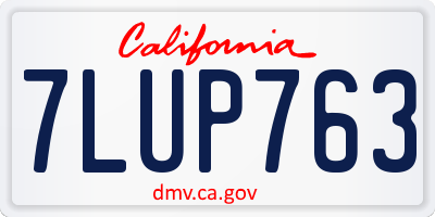 CA license plate 7LUP763
