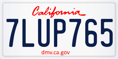 CA license plate 7LUP765