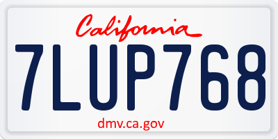 CA license plate 7LUP768