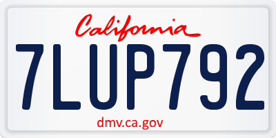 CA license plate 7LUP792