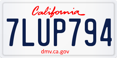 CA license plate 7LUP794