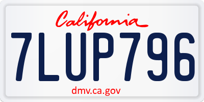 CA license plate 7LUP796