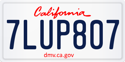 CA license plate 7LUP807