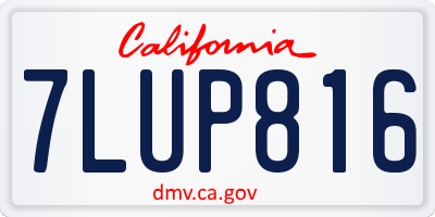 CA license plate 7LUP816