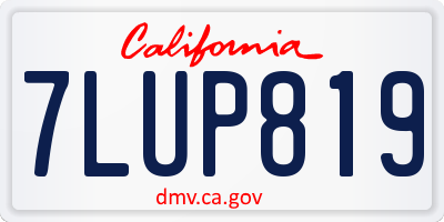 CA license plate 7LUP819