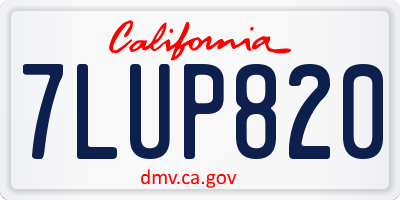 CA license plate 7LUP820