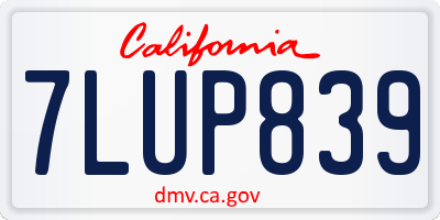 CA license plate 7LUP839