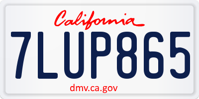 CA license plate 7LUP865