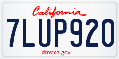 CA license plate 7LUP920