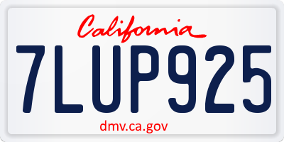 CA license plate 7LUP925