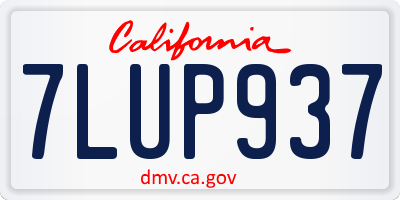 CA license plate 7LUP937