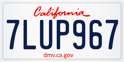 CA license plate 7LUP967