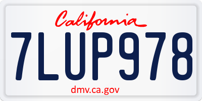 CA license plate 7LUP978