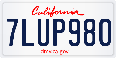 CA license plate 7LUP980